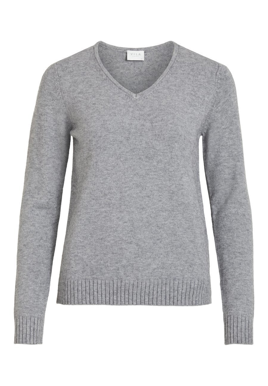 VILA VIRIL V-NECK L/S KNIT TOP - NOOS