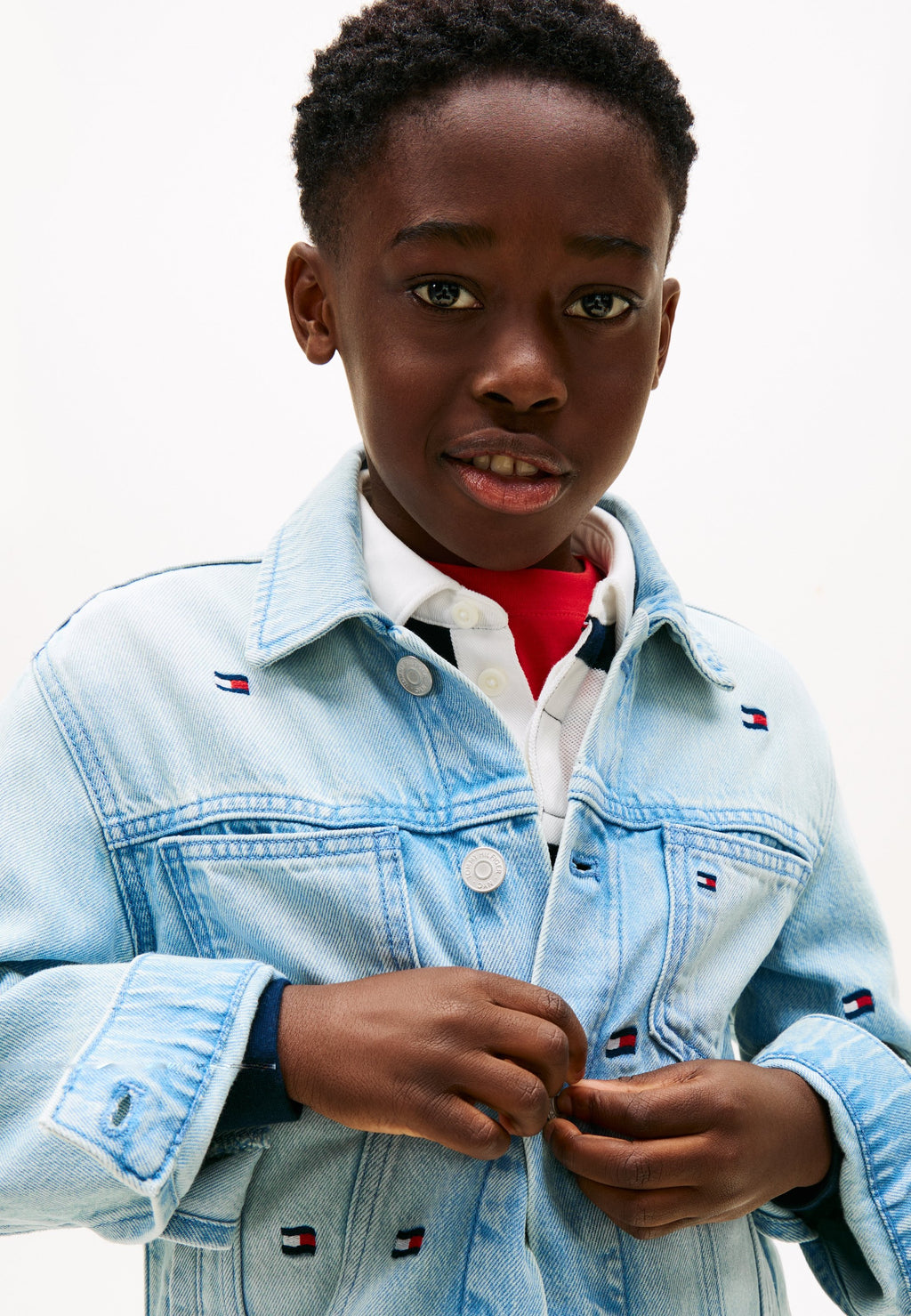 WAVY FLAG EMBROIDERY DENIM TRUCKER JACKET Media 5