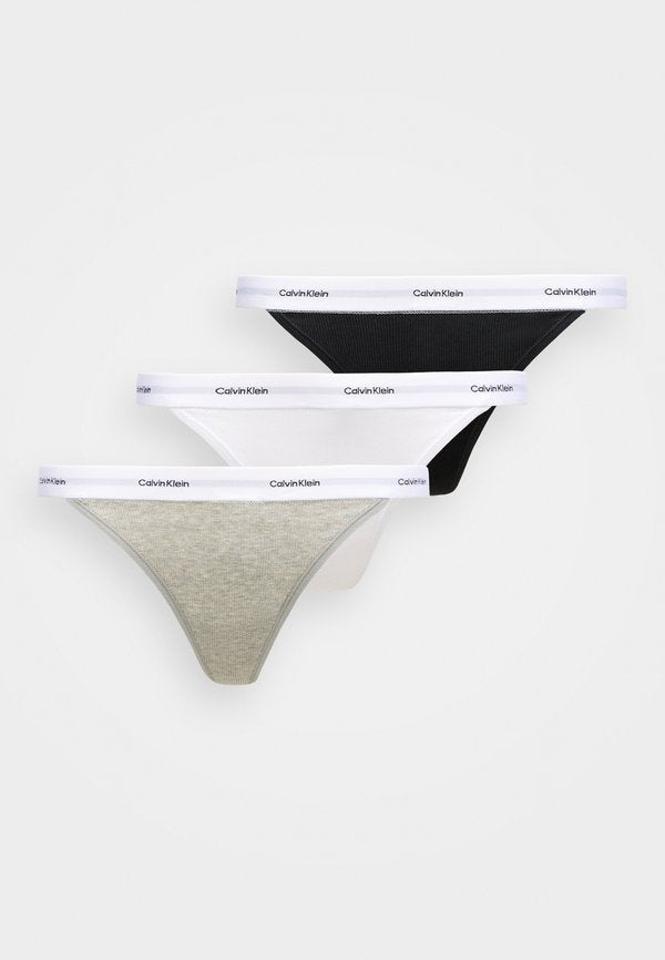Calvin Klein Underwear THONG STRETCH 3 PACK  - String - black/classic white/grey heather
