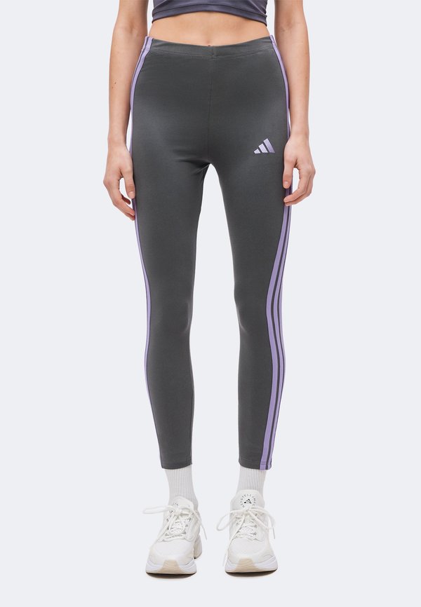 adidas Sportswear ESSENTIALS 3 STRIPES - Leggings - grey five/magic lilac