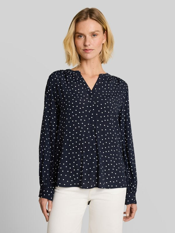 TOM TAILOR Blouse - navy white small dot design