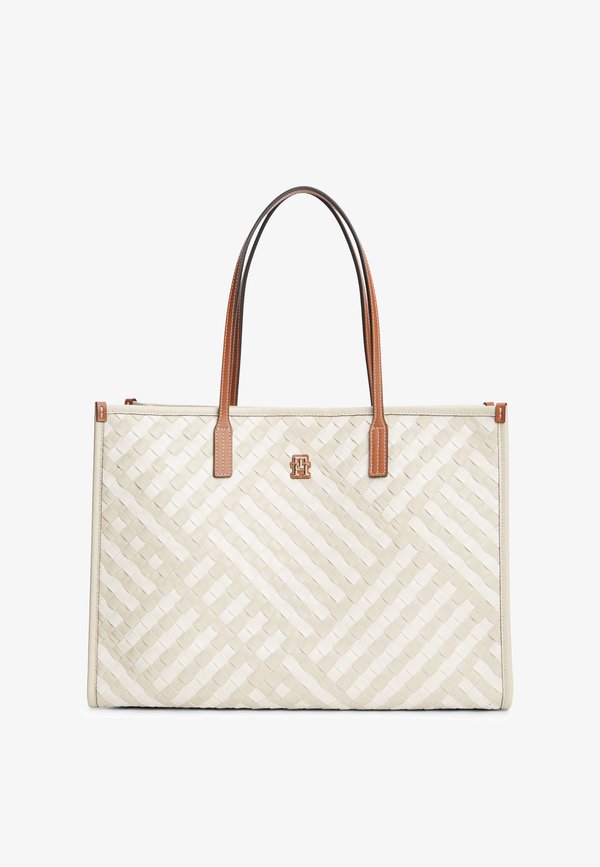 Tommy Hilfiger CITY TH MONOGRAM WOVEN TOTE BAG - Tote bag - neutral mix