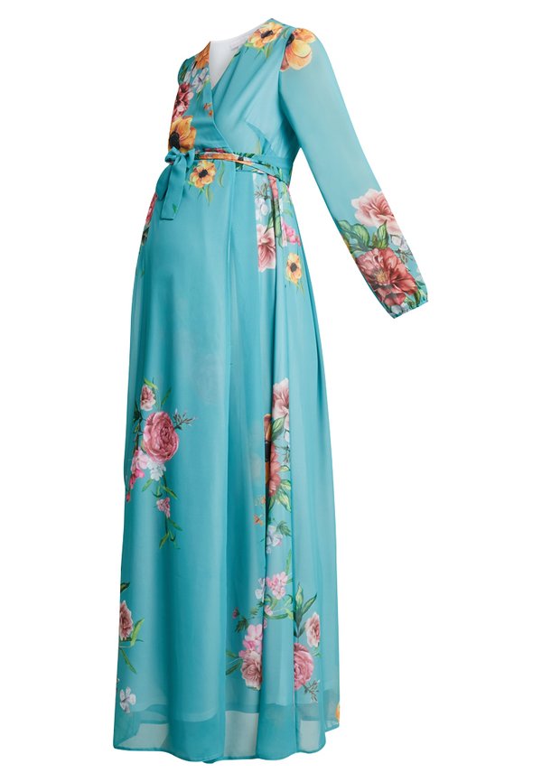 True Violet TRUE WRAP MAXI WITH SLEEVES DRESS