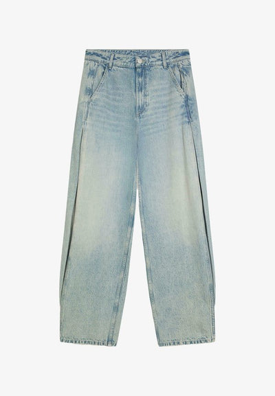 Bershka BARREL JEANS - Relaxed fit jeans - light blue