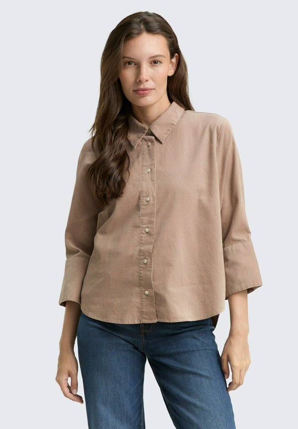 TOM TAILOR Button-down blouse - soft taupe grey