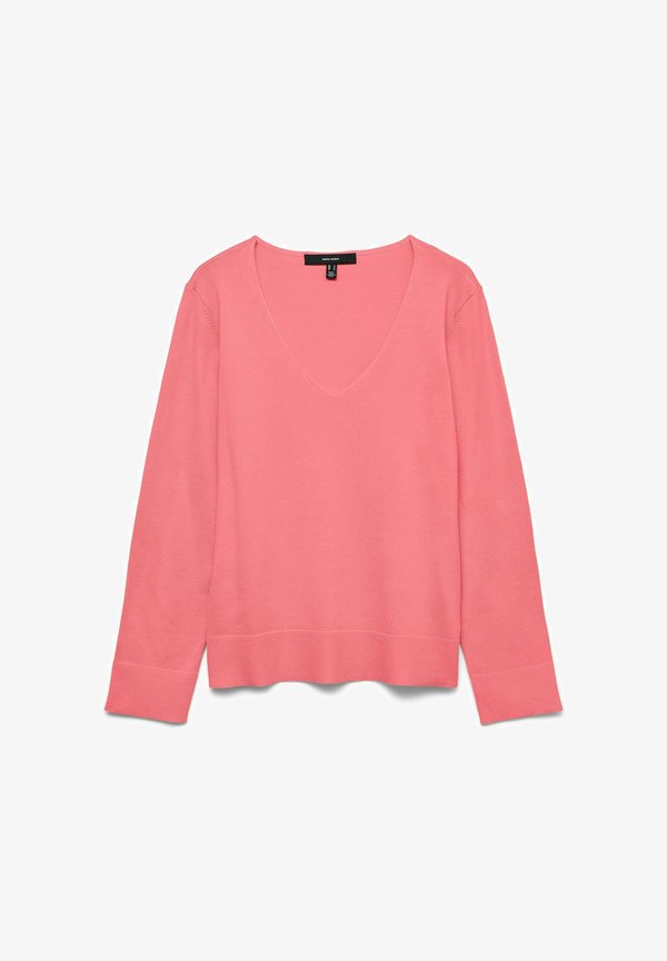 Vero Moda VMSILJE LS V-NECK PULLOVER GA NOOS - Jumper - coral paradise