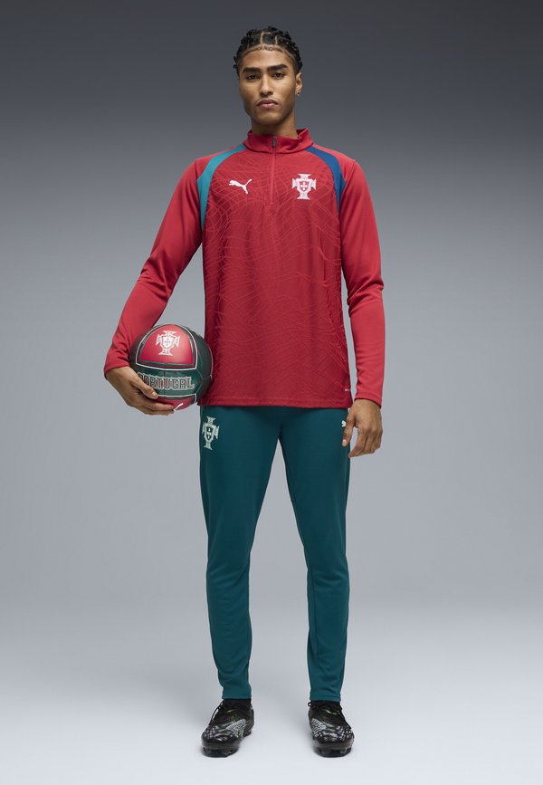 Puma PORTUGAL FPF TRAINING 1/4 ZIP TOP - Long sleeved top - club red-silver mist