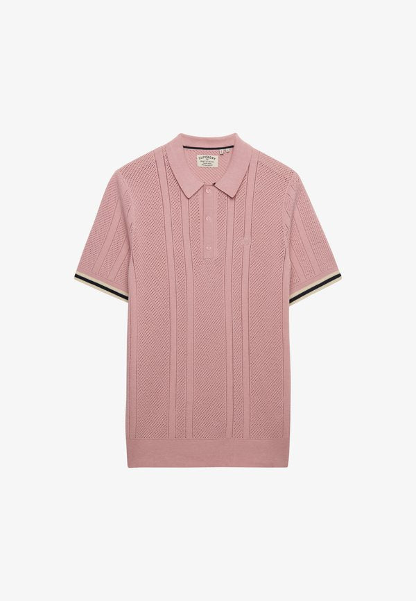 Superdry & Co TEXTURE SHORT SLEEVE - Polo shirt - grey pink