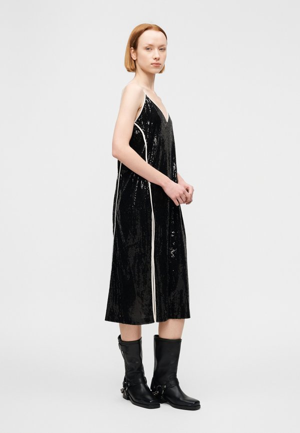 Palm Angels CURVED LOGO SEQUIN SLIP DRESS