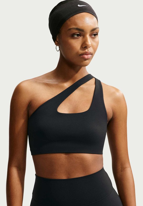 Nike Performance W NK DF ZENVY LS ASYM BRA SNL - Light support sports bra - black/cool grey