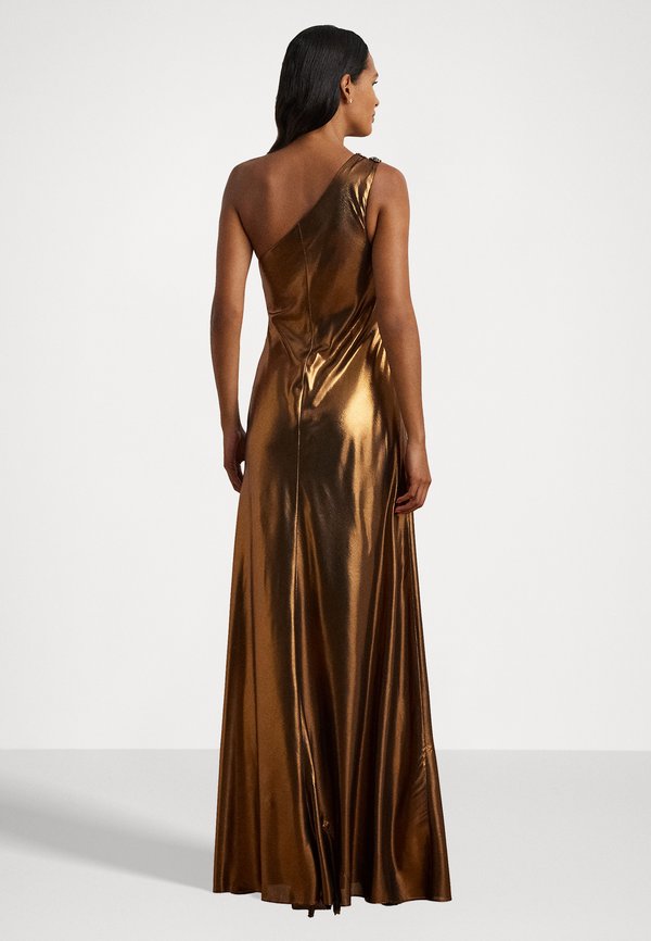 Lauren Ralph Lauren METALLIC CHIFFON ONE-SHOULDER GOWN