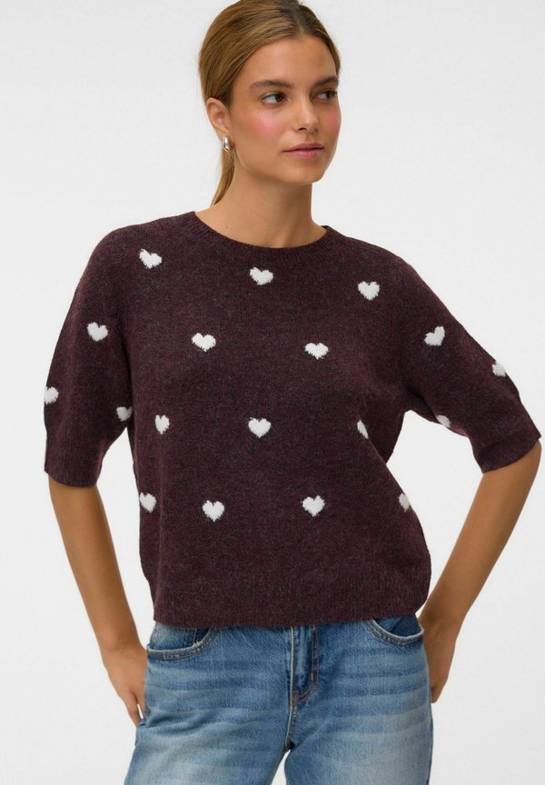 Vero Moda VERO MODA STRICKPULLOVER VMDOFFY PULLOVER - Print T-shirt - windsor wine