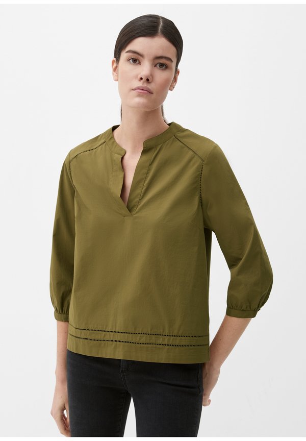 s.Oliver LONGSLEEVE MIT SPITZEN-DETAILS - Blouse - olivgrün