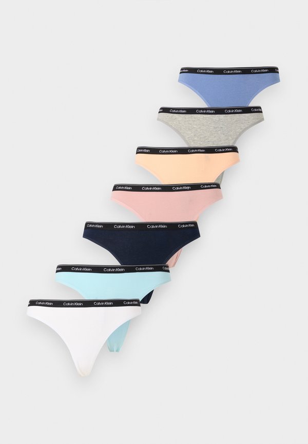 Calvin Klein Underwear ICON LOGO 7 PACK  - Thong - shoreline/grey heather/antarctic blue