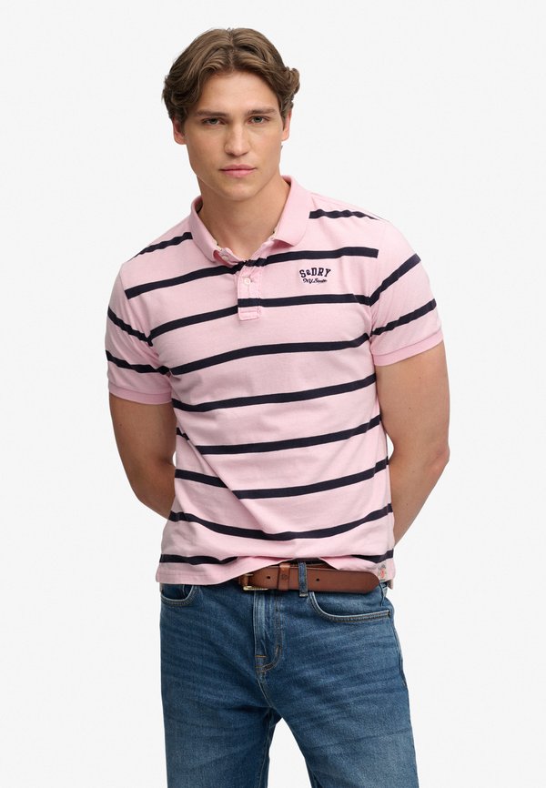 Superdry & Co VINTAGE STRIPE - Polo shirt - pink navy stripe