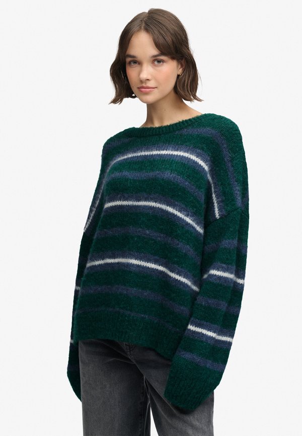 Superdry & Co SUPERDRY SLOUCHY BRUSHED STRIPE KNIT JUMPER.. - Jumper - pine green stripe