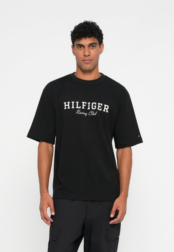 Tommy Hilfiger LOGO RELAXED MESH T-SHIRT - Print T-shirt - black