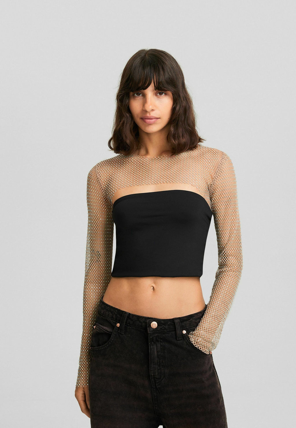 Bershka LONG SLEEVE RHINESTONE