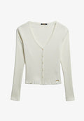 Superdry & Co ESSENTIAL BUTTON THROUGH LONG SLEEVE - Cardigan - off white