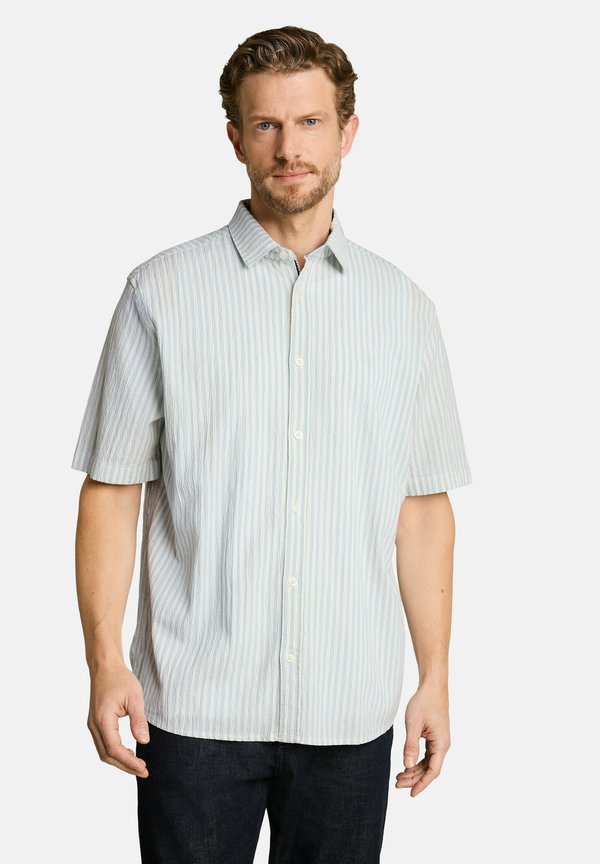 TOM TAILOR COMFORT FIT SEERSUCKER KURZARMHEMD - Shirt - light blue white stripe