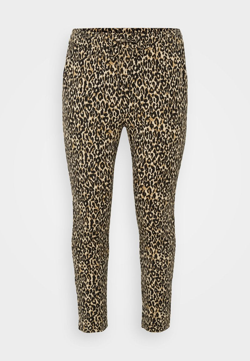 Leopardenprint Leggings in Beige und Schwarz, mit elastischem Bund, slim fit und weichem, dehnbarem Stoff für Komfort.