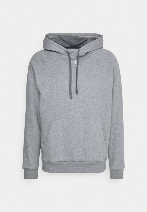 Under Armour RIVAL FLEECE - Hoodie - castlerock light heather/white