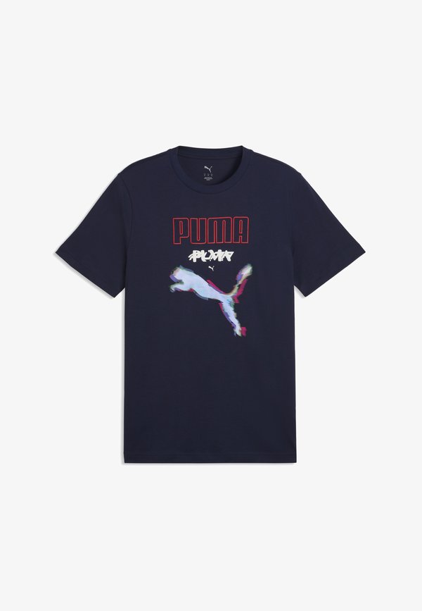 Puma GRAPHICS CYBER PUMA T-SHIRT - Print T-shirt - navy