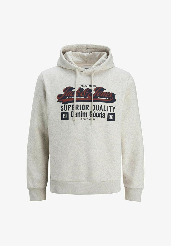 Jack & Jones JJELOGO SWEAT HOOD 2 COL 25/26 NOOS - Hoodie - white melange