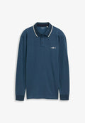 TOM TAILOR LANGARM MIT LOGO-PRINT - Polo shirt - navy denim blue two tone