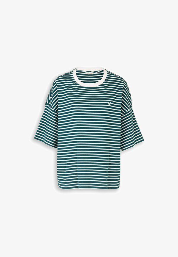 TOM TAILOR STRIPE - Print T-shirt - meadow green offwhite stripe