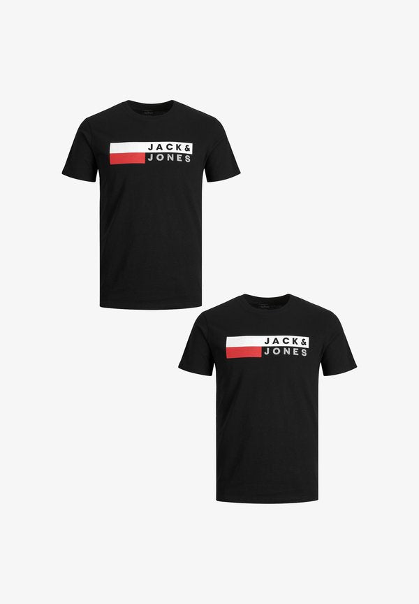 Jack & Jones LOGO PLUS SIZE RUNDHALS KURZARM ECORP 2PACK - Print T-shirt - schwarz rot