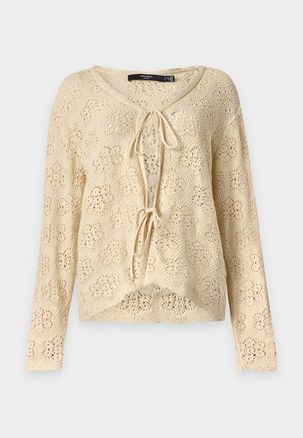 Vero Moda Curve VMCAVA V NECK TIE STRING  - Cardigan - birch