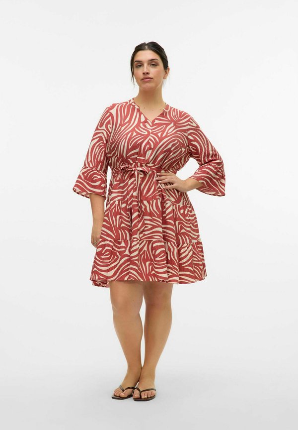 Vero Moda Curve VMCVERA Short - Day dress - marsala
