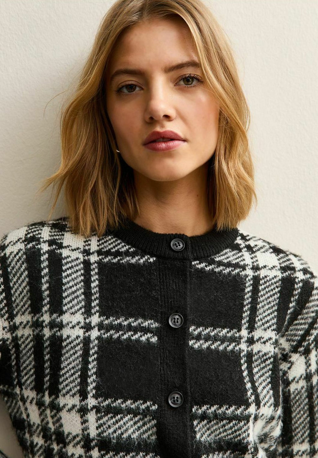 New Look BRUSHED CHECK CREW NECK
