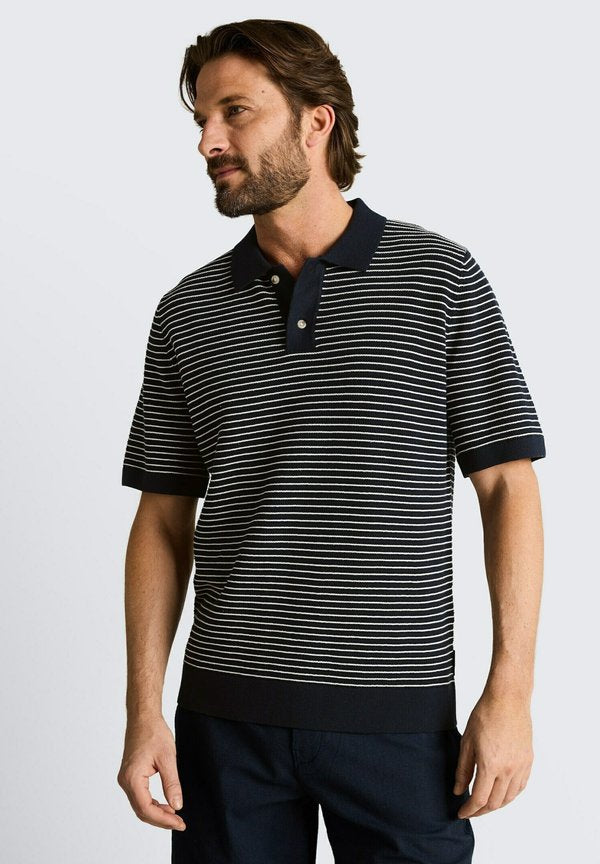 TOM TAILOR Polo shirt - navy offwhite stripe