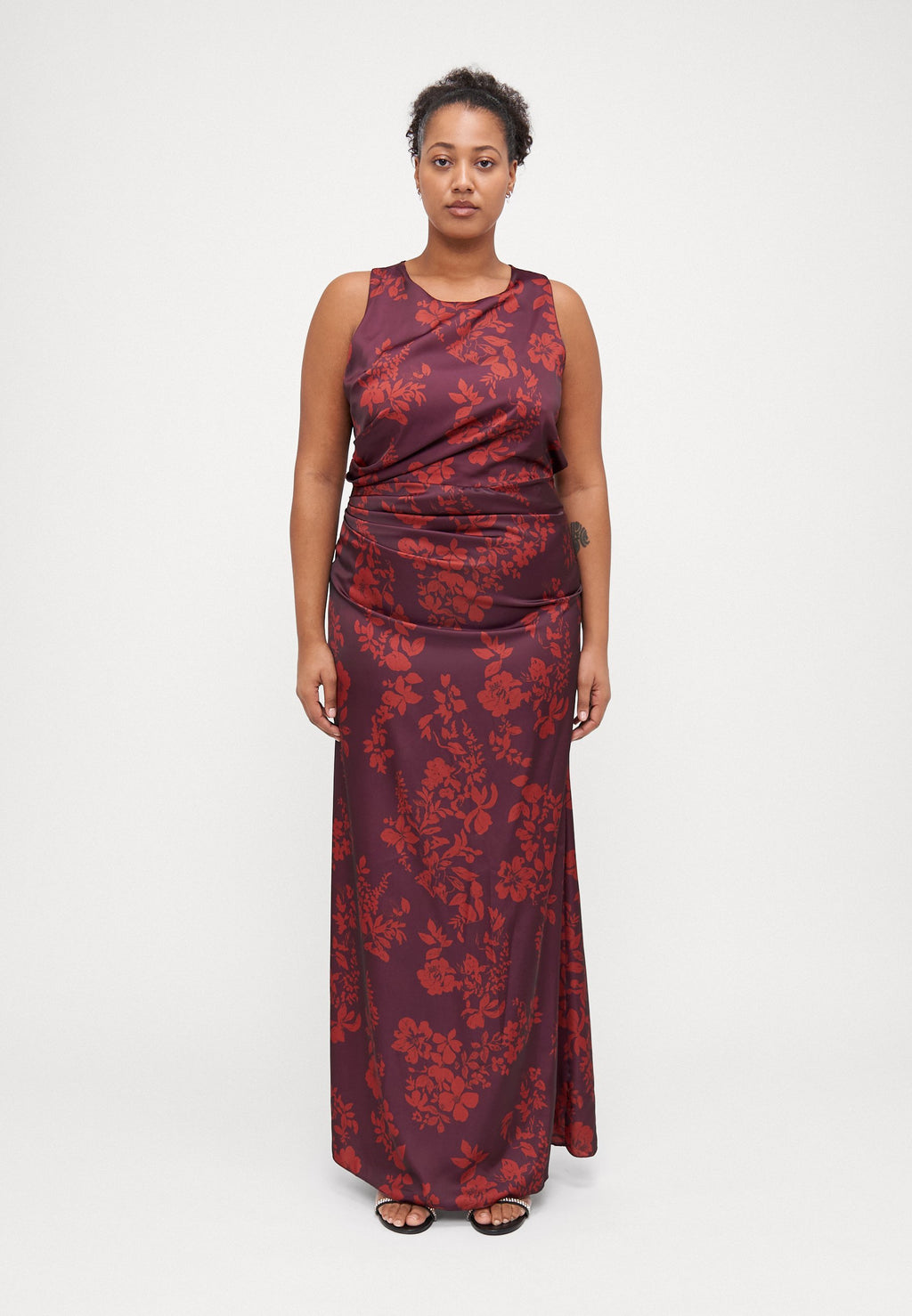 WAL G CURVE AUTUMN WEDDING SASHA BACK CROSS PRINT MAXI