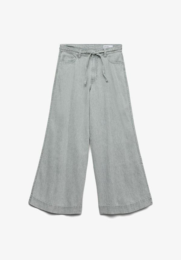 Vero Moda VMAISA Mid rise Wide Leg Fit - Flared Jeans - light grey denim