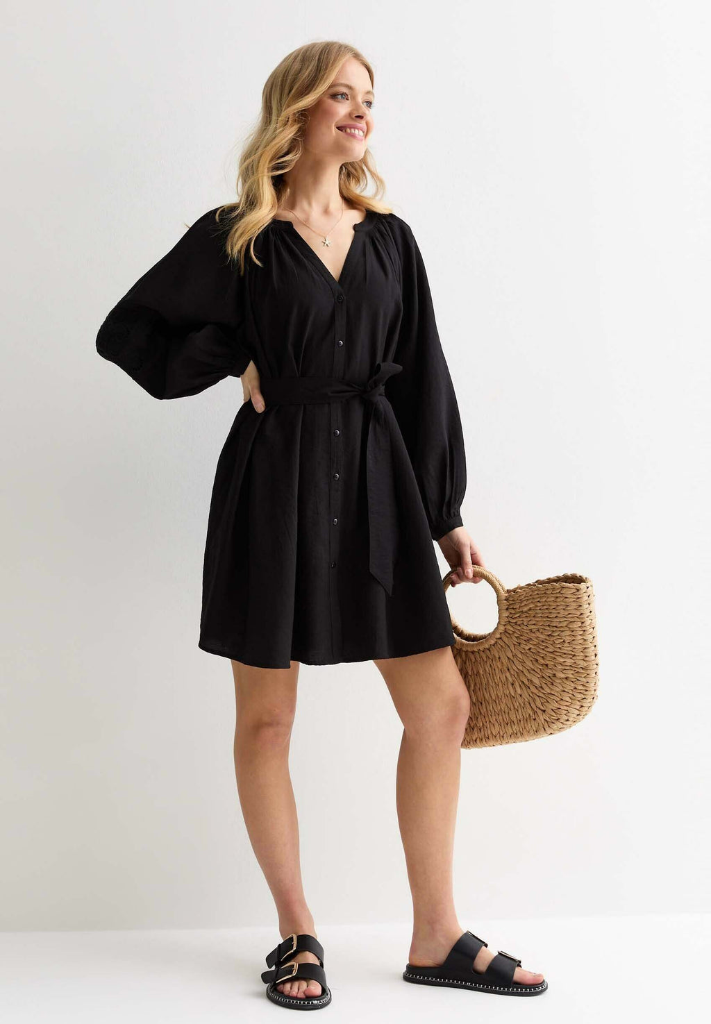 New Look EMBROIDERED BELTED MINI