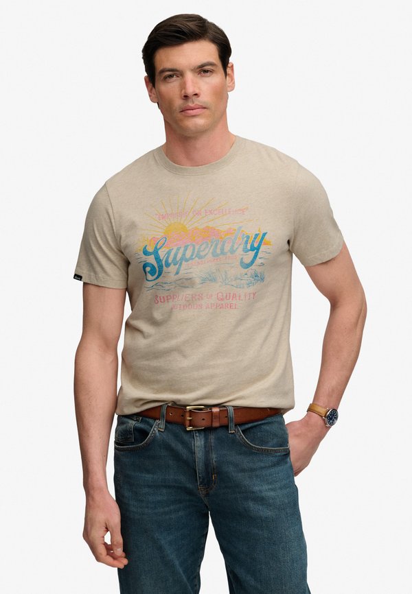Superdry & Co SUPERDRY OUTDOORS MOUNTAIN RELAXED T-SHIRT.. - Print T-shirt - pumice marl