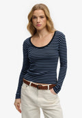 Superdry & Co SUPERDRY ATHLETIC ESSENTIALS STRIPED LONG SLEEVE TOP.. - Long sleeved top - eclipse navy stripe
