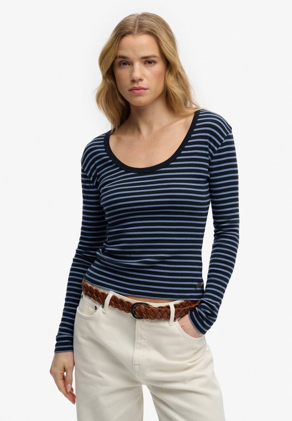 Superdry & Co SUPERDRY ATHLETIC ESSENTIALS STRIPED LONG SLEEVE TOP.. - Long sleeved top - eclipse navy stripe