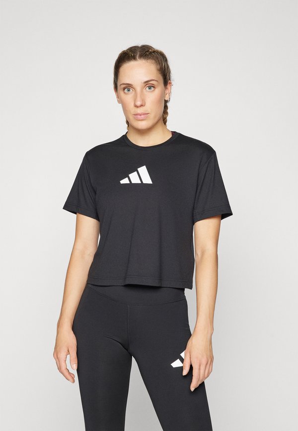 adidas Performance ADIDAS WORKOUT ESSENTIALS BIG PERFORMANCE LOGO TRAINING - Print T-shirt - black