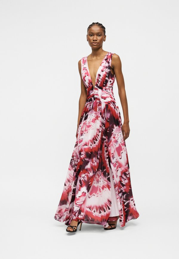 MARCIANO BY GUESS ADELA V NECK LONG DRESS
