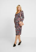 Hope & Ivy Maternity SWEETHEART NECKLINE LONGSLEEVE MIDI DRESS