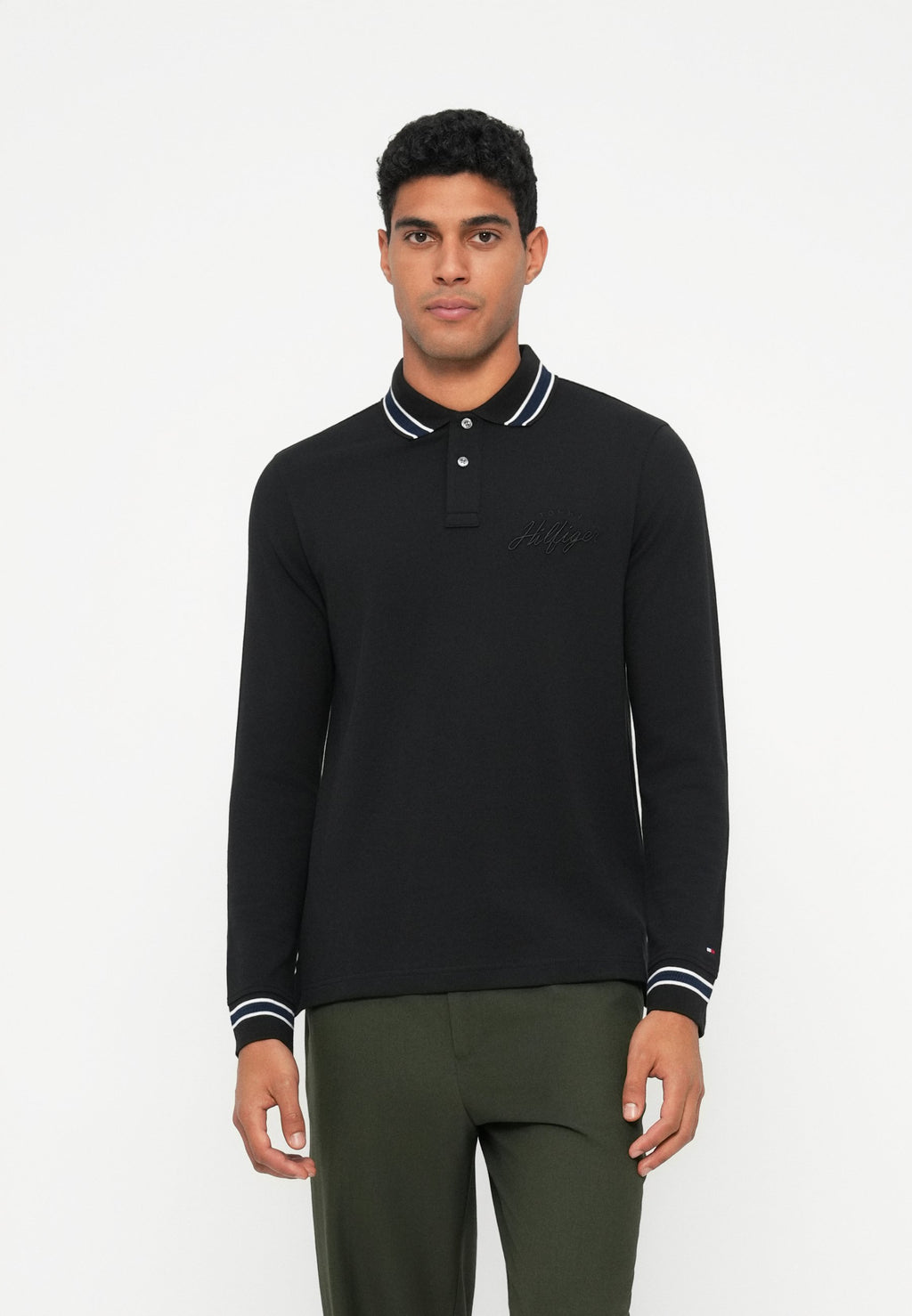 REGULAR FIT TIPPED LONG SLEEVE POLO SHIRT Media 3