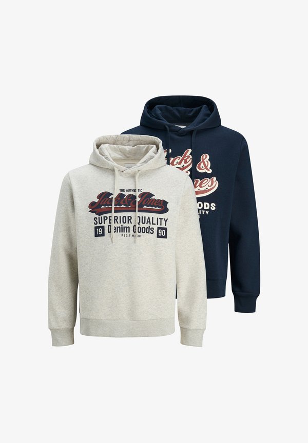 Jack & Jones 2 PACK - Hoodie - dunkelblau/hellgrau