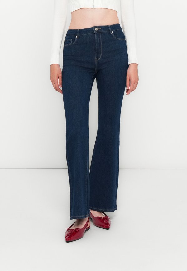 ONLY ONLHELLA LIFE HIGH WAIST RETRO - Flared Jeans - dark blue denim
