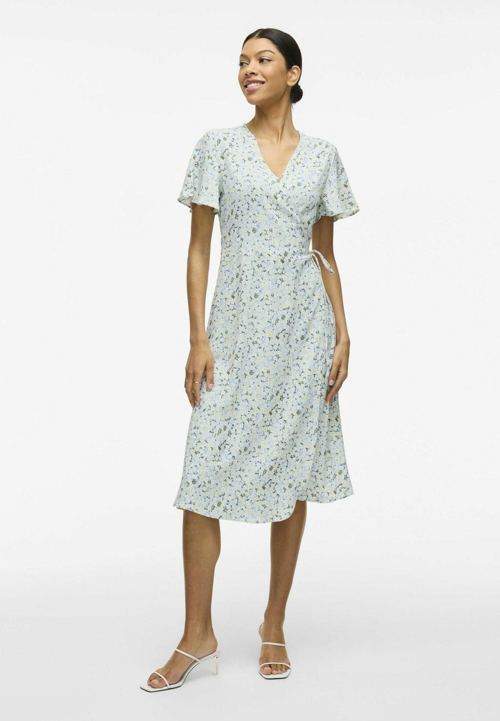 VILA VILOVIE S/S WRAP MIDI DRESS - NOOS