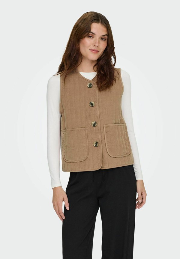ONLY ONLSAP - Waistcoat - cocoa créme