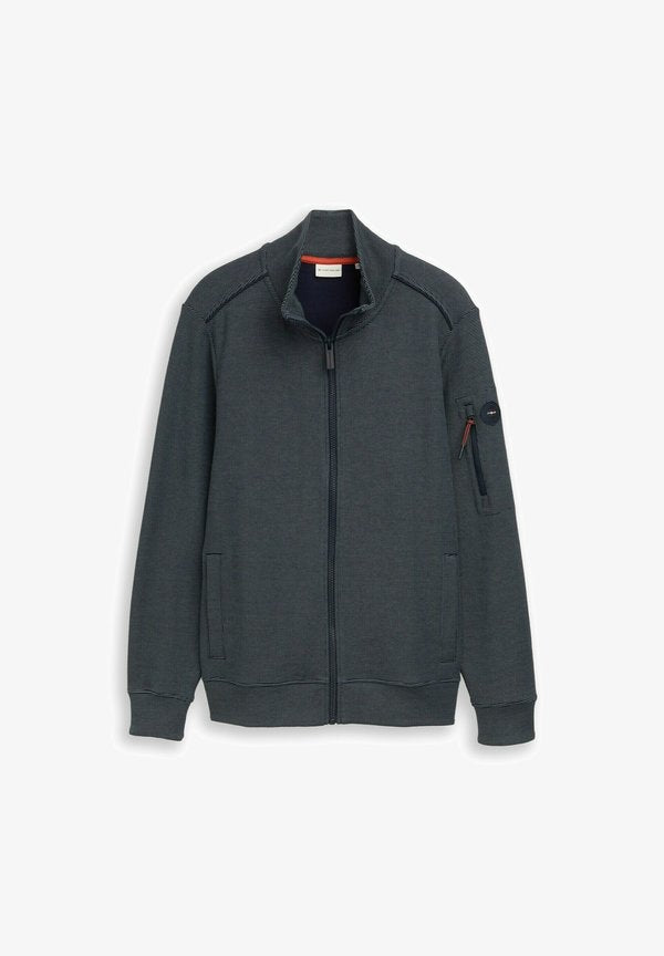TOM TAILOR Cardigan - navy green stripe structure